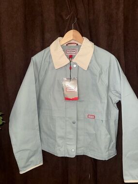 Hunter Sage Green Jacket with Cream Collar